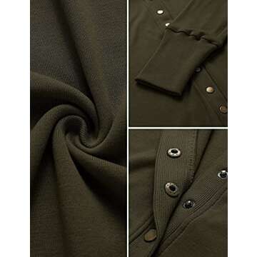 MEROKEETY Women's 2024 Fall Long Sleeve Snap Button Down Solid Color Knit Ribbed Neckline Cardigans Army Green