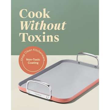 Caraway Double Burner Griddle - 19x12” Griddle Pan - Non-Stick Ceramic Coated - Non Toxic, PTFE & ...