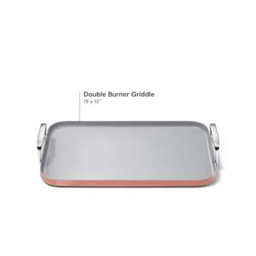 Caraway Double Burner Griddle - 19x12” Griddle Pan - Non-Stick Ceramic Coated - Non Toxic, PTFE & PFOA Free - Oven Safe & Compatible with All Stovetops - Perracotta