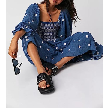 Chloefairy Women's Flower Embroidered Maxi Dress - Stylish & Flattering