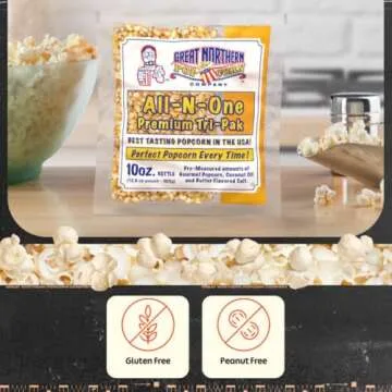 10oz Popcorn Machine Popcorn Packets - All-in-One Movie Theater Style Popcorn Kernels, Salt, and Oil Packs by Great Northern Popcorn (24 Case)