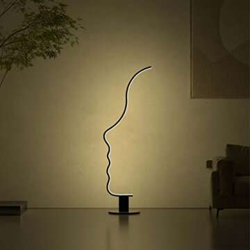 RGBW Modern Face Floor Lamp for Bedroom Living Room, 55.5 inches High Unique Standing Reading Dimmab...