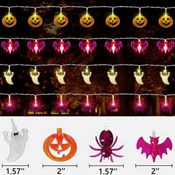 Eternity sky 4 Packs Halloween String Lights Party Decorations - Hallowmas Pumpkin Spider Ghost Bat Garland with 120 LED Indoor Outdoor Lighting Decor 59FT (Batteries Not Included)