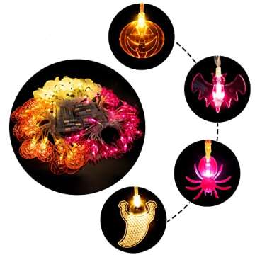Eternity sky 4 Packs Halloween String Lights Party Decorations - Hallowmas Pumpkin Spider Ghost Bat Garland with 120 LED Indoor Outdoor Lighting Decor 59FT (Batteries Not Included)