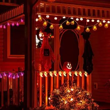 Eternity sky 4 Packs Halloween String Lights Party Decorations - Hallowmas Pumpkin Spider Ghost Bat Garland with 120 LED Indoor Outdoor Lighting Decor 59FT (Batteries Not Included)