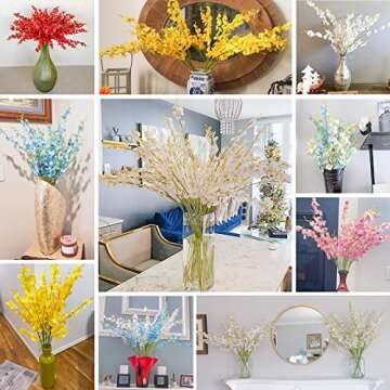 BOMAROLAN Artificial Orchid Silk Fake Flowers Faux Dancing Lady Orchids Stems Flower 10 Pcs Real Tou...