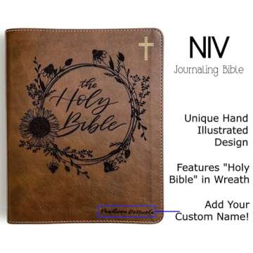 Hand Lettered and Laser Engraved NIV Journaling Bible, Personalized Gift, Custom Name Engraving Available