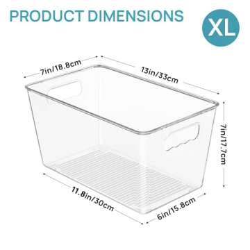 Vtopmart 6 PCS Clear Plastic Storage Bins, Pantry Organizer Containers with Handle for Refrigerator,...