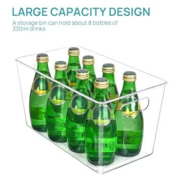 Vtopmart 6 PCS Clear Plastic Storage Bins, Pantry Organizer Containers with Handle for Refrigerator, Fridge, Cabinet, Kitchen, Countertops, Cupboard, Home Organization and Storage, XL