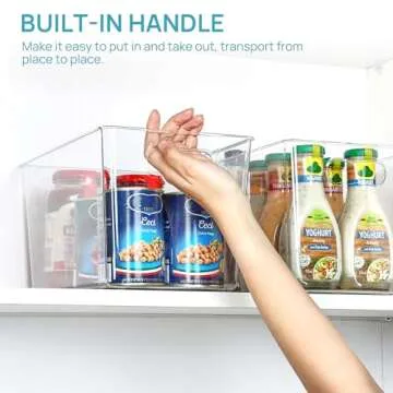 Vtopmart 6 PCS Clear Plastic Storage Bins, Pantry Organizer Containers with Handle for Refrigerator, Fridge, Cabinet, Kitchen, Countertops, Cupboard, Home Organization and Storage, XL
