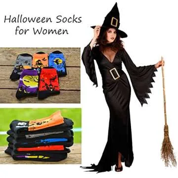 HABUAETY Halloween Socks for Women - Colorful Soft Crazy Cotton Sock Gift (5 Pairs)