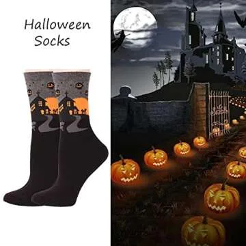 Vibrant HABUAETY Halloween Socks for Women - 5 Pairs