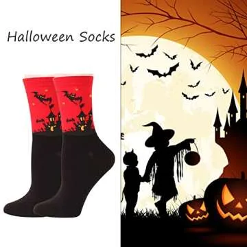 Vibrant HABUAETY Halloween Socks for Women - 5 Pairs