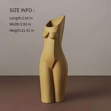 Decorzinger Geometry Body Vase, Unique Statue Art Vase, Ceramic Vase for Minimalist Style, Modern Abstract Flower Vase for Home Decor, Centerpieces, Rustic Farmhouse, Living Room, Table Decoration