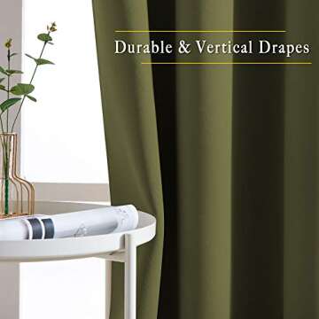 NICETOWN Blackout Curtains for Living Room - Functional Blackout Drapes/Panels for Bedroom, Thermal Insulated, Privacy Assured (Set of 2, 52 x 63 inches in Olive Green)