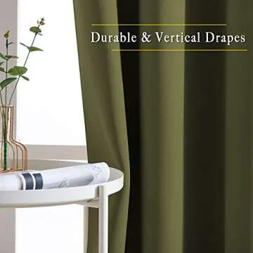 NICETOWN Blackout Curtains for Living Room - Functional Blackout Drapes/Panels for Bedroom, Thermal Insulated, Privacy Assured (Set of 2, 52 x 63 inches in Olive Green)