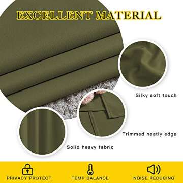 NICETOWN Blackout Curtains for Living Room - Functional Blackout Drapes/Panels for Bedroom, Thermal Insulated, Privacy Assured (Set of 2, 52 x 63 inches in Olive Green)