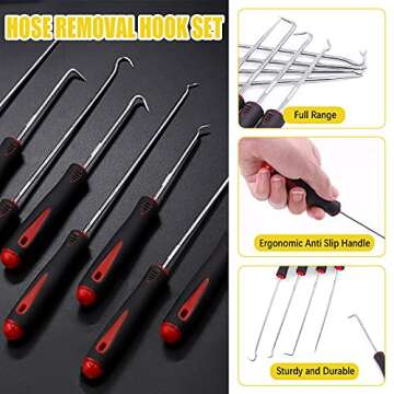 Mardatt 11Pcs Heavy Duty Hook Tool Set, Alloy Steel, Ergonomic Handles, Storage Hooks for Automotive Maintenance