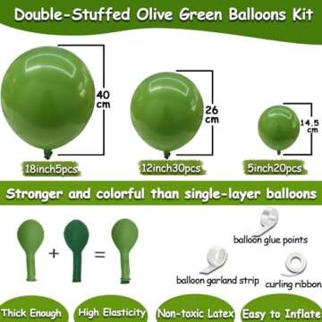 Double Stuffed Olive Green Balloon Garland for Events