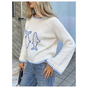 SHENHE Women's Oversized Graphic Pullover Sweater Soft Cute