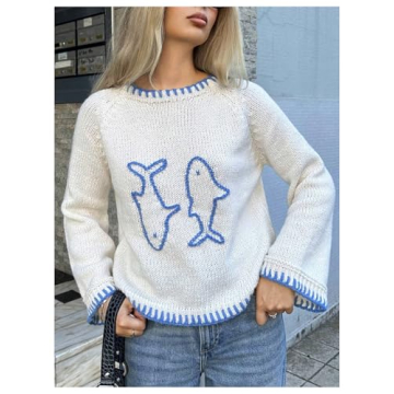 SHENHE Women's Oversized Graphic Pullover Sweater Soft Cute
