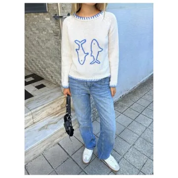 SHENHE Women's Oversized Graphic Pullover Sweater Soft Cute