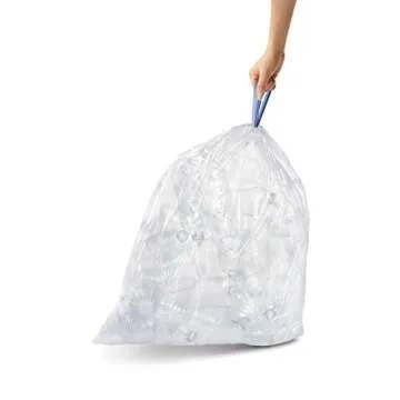 simplehuman Code U 60 Count, Genuine Custom Fit Liners, Drawstring Trash Bags in Dispenser Packs, 55 Liter / 14.5 Gallon, White