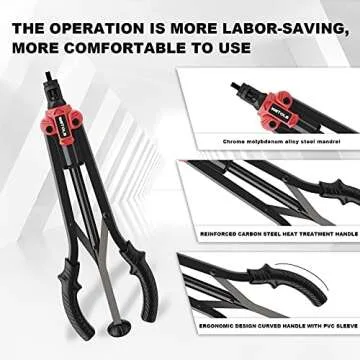 WETOLS 17" Rivet Nut Tool, Hand Rivet Tool Kit with 11 Metric & SAE Mandrels M3 M4 M5 M6 M8 M10 M12, 10-24, 1/4-20, 5/16-18, 3/8-16, 110pcs Rivnuts, Sturdy Case Packed, Auto Release Nut Design, WE-896