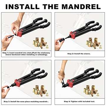 WETOLS 17" Rivet Nut Tool, Hand Rivet Tool Kit with 11 Metric & SAE Mandrels M3 M4 M5 M6 M8 M10 M12, 10-24, 1/4-20, 5/16-18, 3/8-16, 110pcs Rivnuts, Sturdy Case Packed, Auto Release Nut Design, WE-896