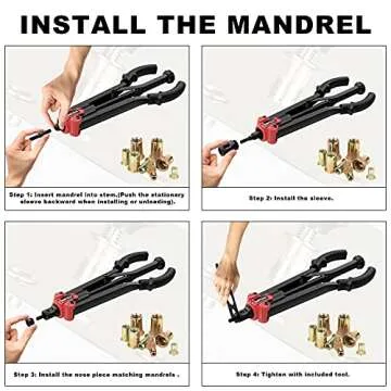 WETOLS 17" Rivet Nut Tool, Hand Rivet Tool Kit with 11 Metric & SAE Mandrels M3 M4 M5 M6 M8 M10 M12, 10-24, 1/4-20, 5/16-18, 3/8-16, 110pcs Rivnuts, Sturdy Case Packed, Auto Release Nut Design, WE-896