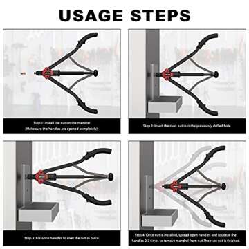 WETOLS 17" Rivet Nut Tool, Hand Rivet Tool Kit with 11 Metric & SAE Mandrels M3 M4 M5 M6 M8 M10 M12, 10-24, 1/4-20, 5/16-18, 3/8-16, 110pcs Rivnuts, Sturdy Case Packed, Auto Release Nut Design, WE-896