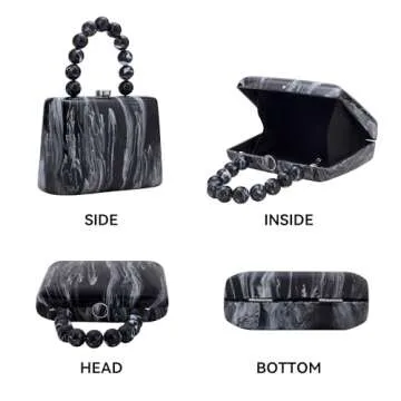jessie Acrylic Purses Evening Clutch Bag Marbling Handbags for Women Cross Body Bag with Pearl Chain...