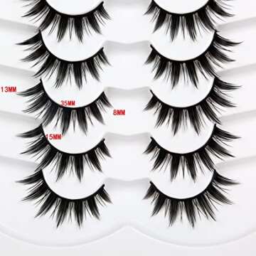 Pooplunch Manga Lashes False Eyelashes Doll Eye Natural Anime Lashes 8D Spiky Wispy Thick Faux Mink ...