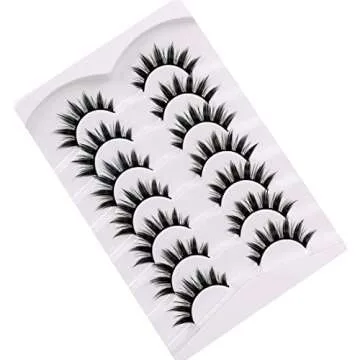 Pooplunch Manga Lashes False Eyelashes Doll Eye Natural Anime Lashes 8D Spiky Wispy Thick Faux Mink Eye Lash Strips 7 Pairs Pack