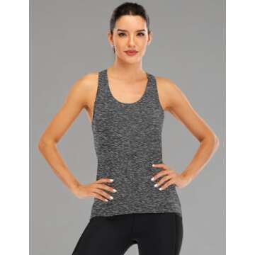 ICTIVE Womens Cross Backless Workout Tops for Women Racerback Open Back Shirts Athletic Sleeveless Clothes Dark Gray M