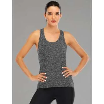ICTIVE Womens Cross Backless Workout Tops for Women Racerback Open Back Shirts Athletic Sleeveless Clothes Dark Gray M