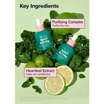 I Dew Care Korean Heartleaf Face Serum - Juicy Kitten | With Kale, Heartleaf, Moringa Seed, Willow Bark Extarct, Purifying Skincare with Niacinamide, Green Juice for Face, Glass Skin, Gift, 1.01 Fl Oz