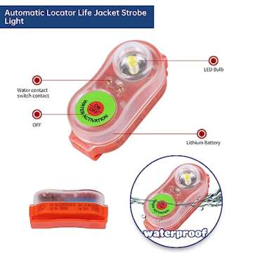 Life Jacket Light, Automatic Locator Life Jacket Strobe Light, Marine Boat Flares, LED Camping Safet...