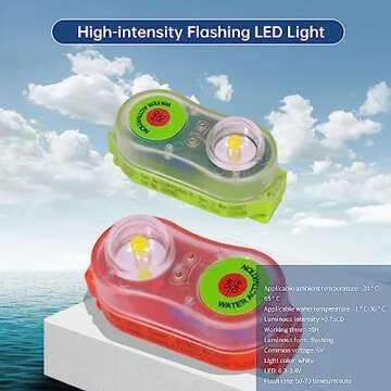Life Jacket Light, Automatic Locator Life Jacket Strobe Light, Marine Boat Flares, LED Camping Safety Survival Equipment, Positioning Life Jacket Strobe Light for Man Overboard Survival (2Pcs Cyan)