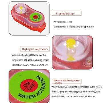 Life Jacket Light, Automatic Locator Life Jacket Strobe Light, Marine Boat Flares, LED Camping Safety Survival Equipment, Positioning Life Jacket Strobe Light for Man Overboard Survival (2Pcs Cyan)