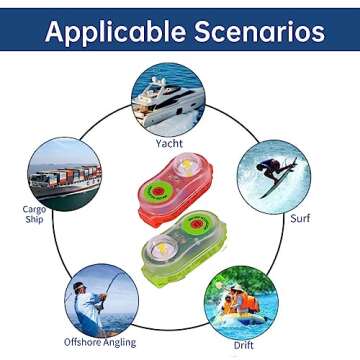 Life Jacket Light, Automatic Locator Life Jacket Strobe Light, Marine Boat Flares, LED Camping Safety Survival Equipment, Positioning Life Jacket Strobe Light for Man Overboard Survival (2Pcs Cyan)