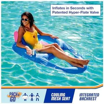 SwimWays Spring Float Premium Recliner Pool Lounger, Inflatable Pool Floats Adult with Fast Inflatio...