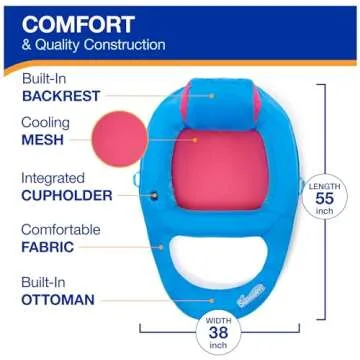 SwimWays Spring Float Premium Recliner Pool Lounger, Inflatable Pool Floats Adult with Fast Inflation for Ages 15 & Up