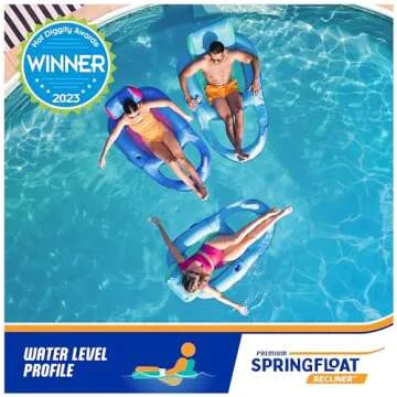SwimWays Spring Float Premium Recliner Pool Lounger, Inflatable Pool Floats Adult with Fast Inflation for Ages 15 & Up