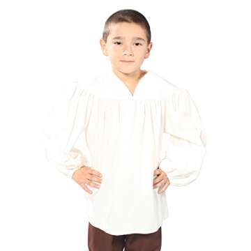 Alexanders Costumes Boys Renaissance Peasant Shirt - Classic White for Adventures