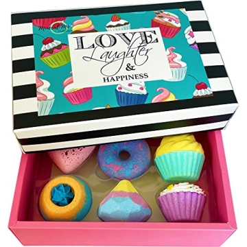 Bath Bombs Gift Set - Birthday Bath Bombs for Girls, 6 Aromatherapy Natural Bath Bombs with Organic ...