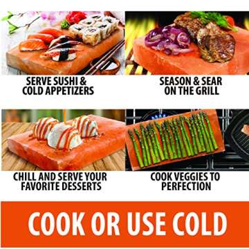Caravel Gourmet Himalayan Salt Block - Cooking Slab for Cooking, Grilling, Serving and Seasoning - Food Grade Salt Brick for Meat, Veggies & Fish - Hand-crafted Kitchen Essentials - (8"x8"x1.5")