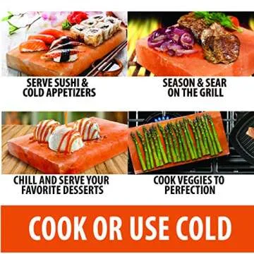 Caravel Gourmet Himalayan Salt Block - Cooking Slab for Cooking, Grilling, Serving and Seasoning - Food Grade Salt Brick for Meat, Veggies & Fish - Hand-crafted Kitchen Essentials - (8"x8"x1.5")