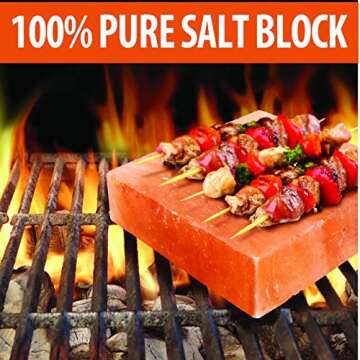 Caravel Gourmet Himalayan Salt Block - Cooking Slab for Cooking, Grilling, Serving and Seasoning - Food Grade Salt Brick for Meat, Veggies & Fish - Hand-crafted Kitchen Essentials - (8"x8"x1.5")