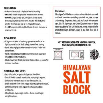 Caravel Gourmet Himalayan Salt Block - Cooking Slab for Cooking, Grilling, Serving and Seasoning - Food Grade Salt Brick for Meat, Veggies & Fish - Hand-crafted Kitchen Essentials - (8"x8"x1.5")